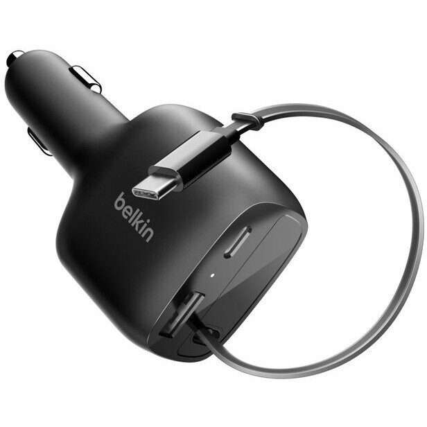 Автомобильное зарядное устройство Belkin Retractable Car Charger 75W - CCC001hqBK - фото 2