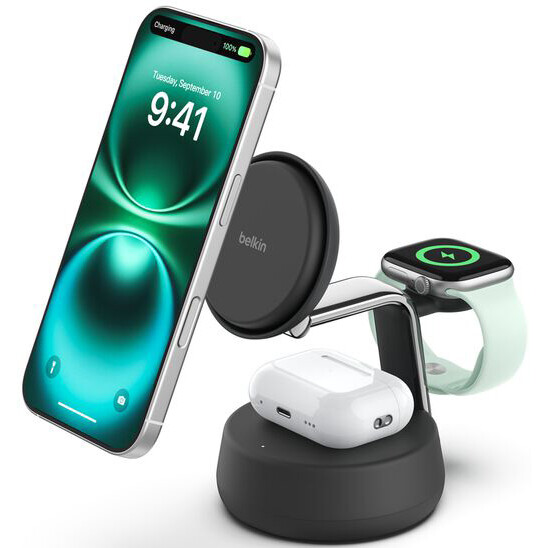 Беспроводное зарядное устройство Belkin 3-in-1 Magnetic Charging Dock with Qi2 25W - WIZ040kqCH