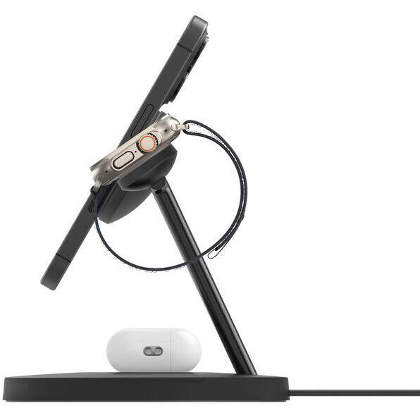 Беспроводное зарядное устройство Belkin BoostCharge Pro 3-in-1 Wireless Charging Stand with Qi2 15W Black - WIZ032kqBK - фото 3