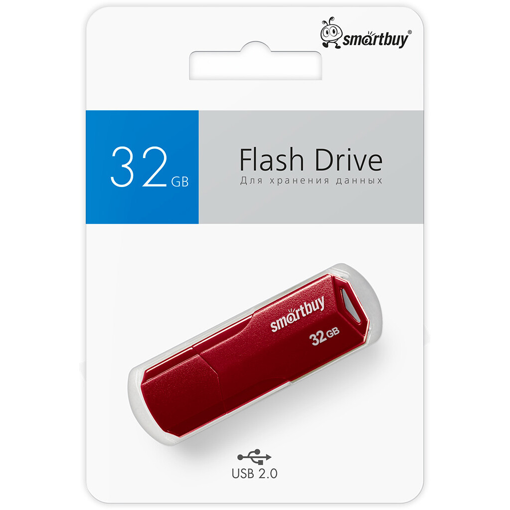 USB Flash накопитель 32Gb SmartBuy Clue Burgundy (SB32GBCLU-BG) - фото 5