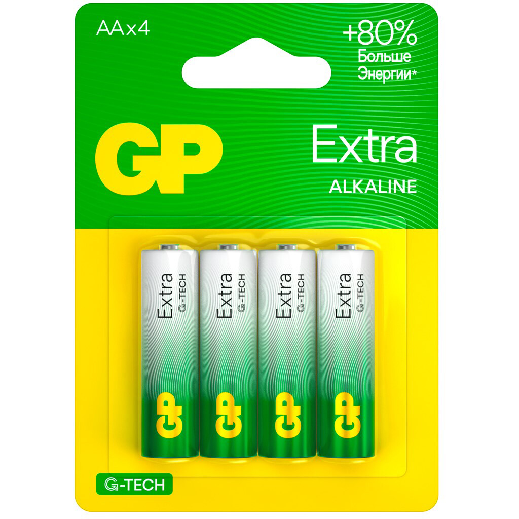 Батарейка GP 15AX Extra Alkaline (AA, 4 шт.) (GP15AXA21-2CRSBC4) - 4891199226151