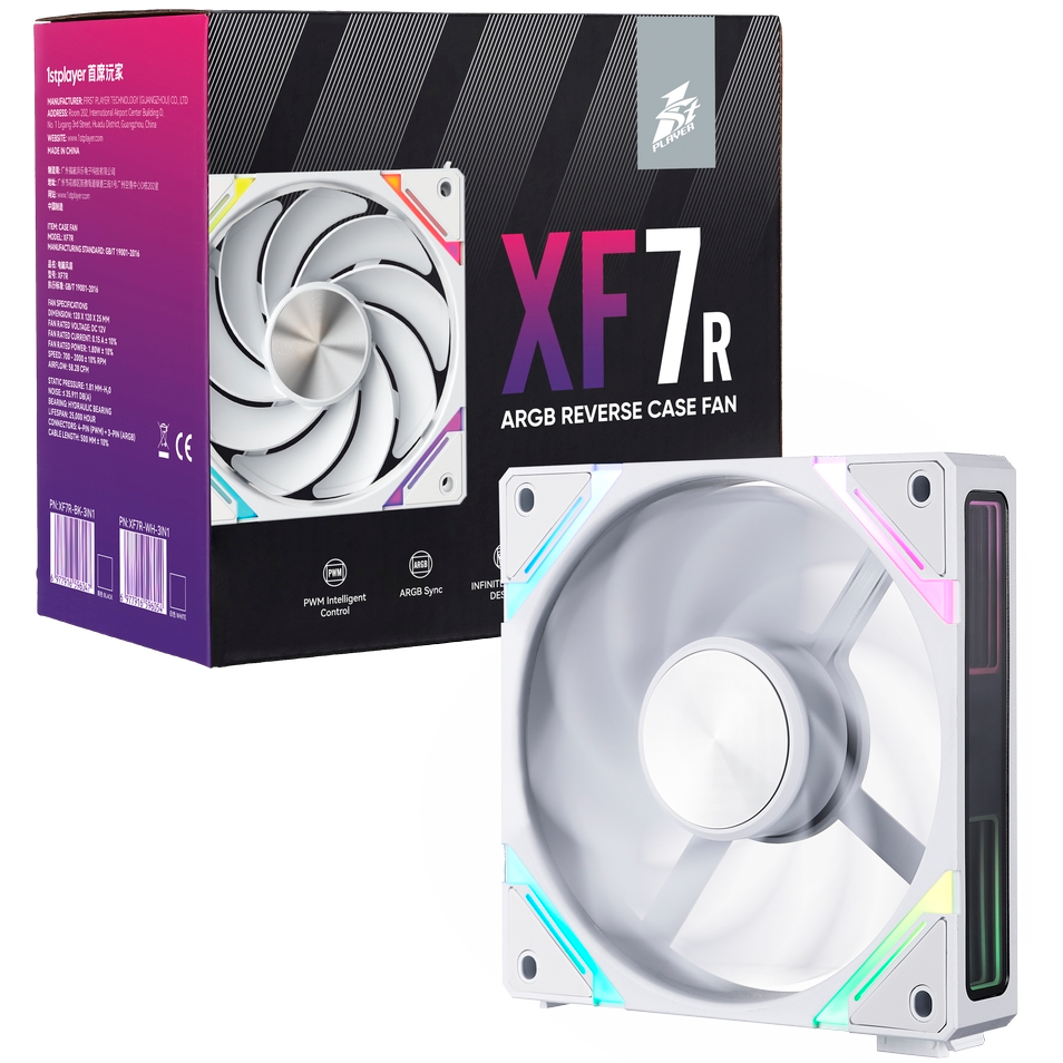Вентилятор для корпуса 1STPLAYER XF7R ARGB White (3 шт.) - XF7R-WH-3IN1 - фото 17