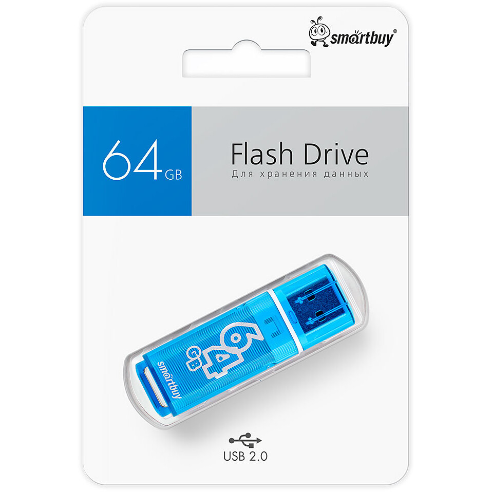 USB Flash накопитель 64Gb SmartBuy Glossy Blue (SB64GBGS-B) - фото 3