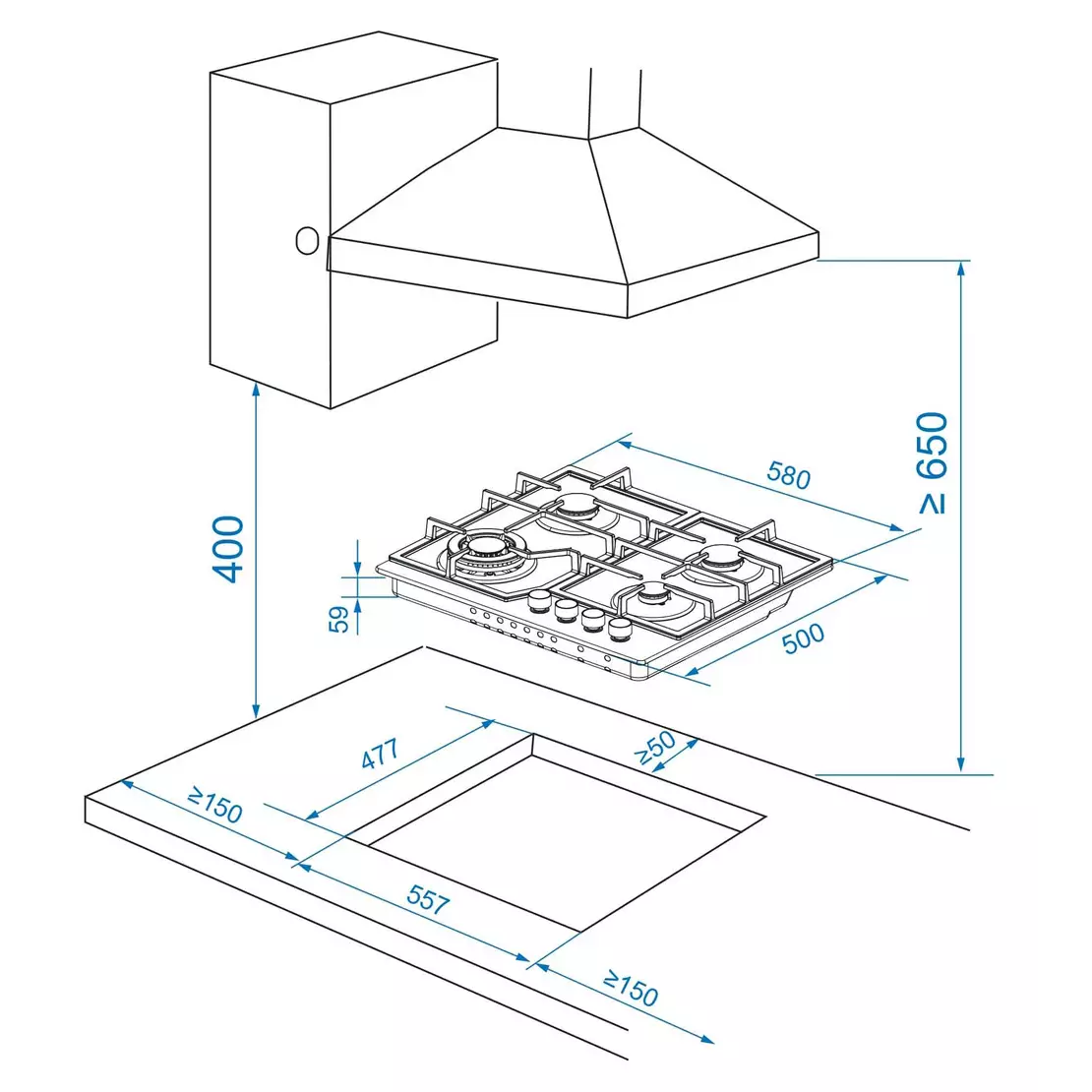 Газовая варочная панель Candy CHXG64CWB - TD0050738RU - фото 4