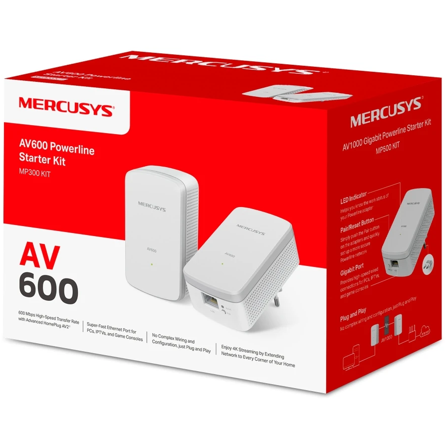 Powerline-адаптер Mercusys AV600 Powerline Starter Kit - MP300 KIT - фото 4