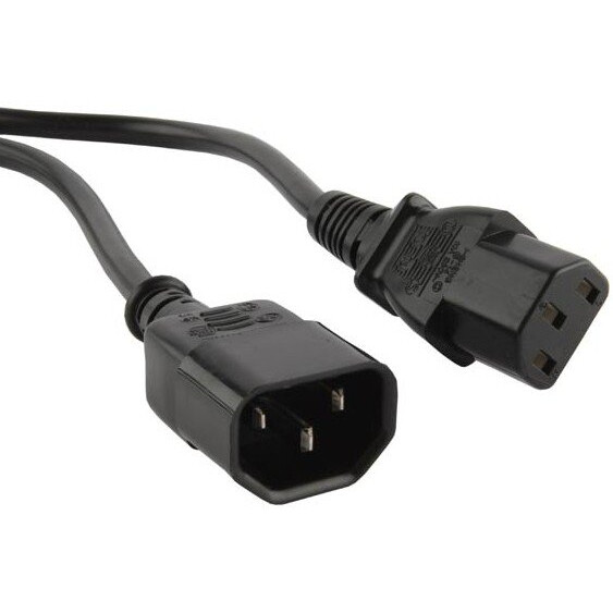 Кабель питания C13 - C14, 1м, Hyperline PWC-IEC13-IEC14-1.0-BK