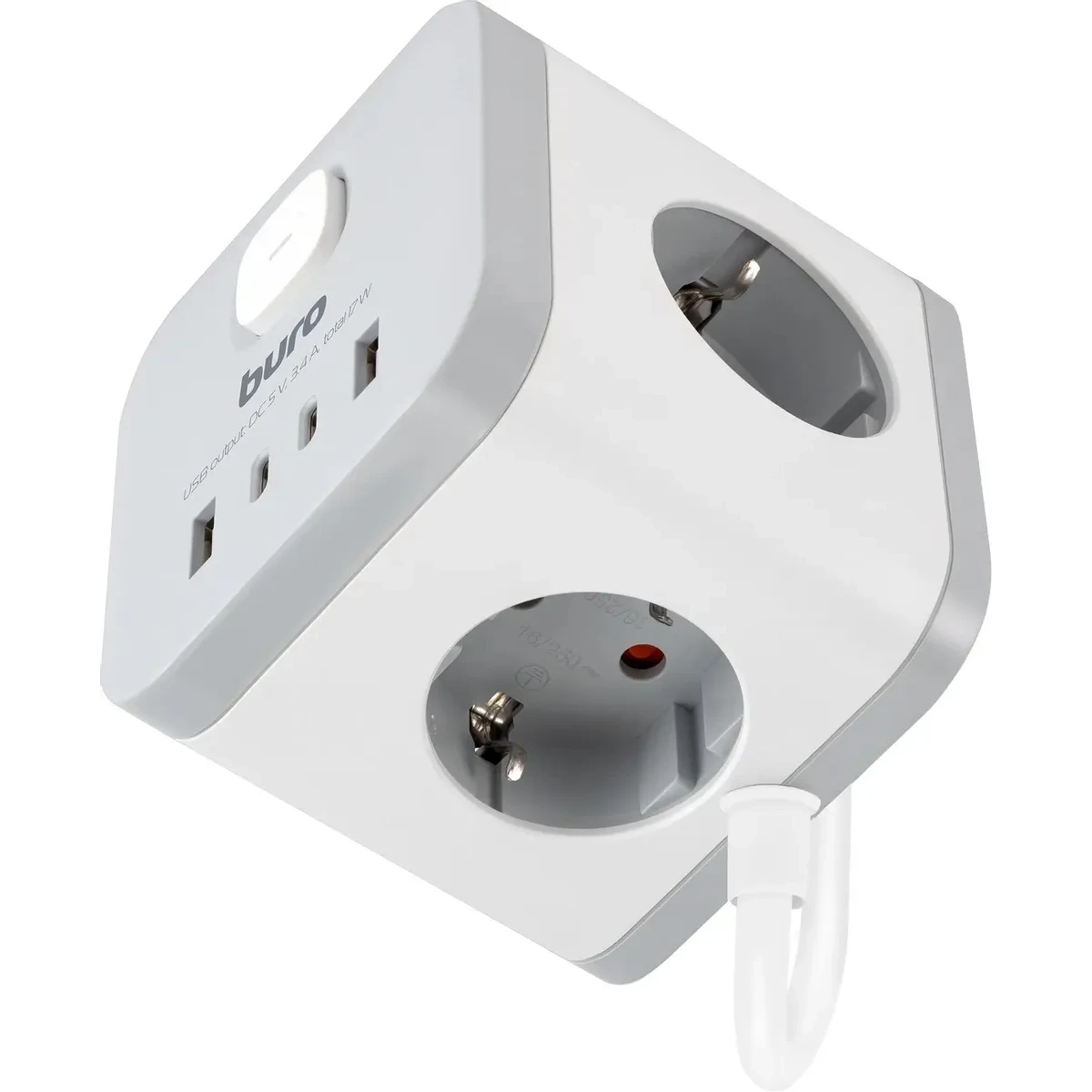 Сетевой удлинитель Buro BU-PC3.1UС-W - фото 2