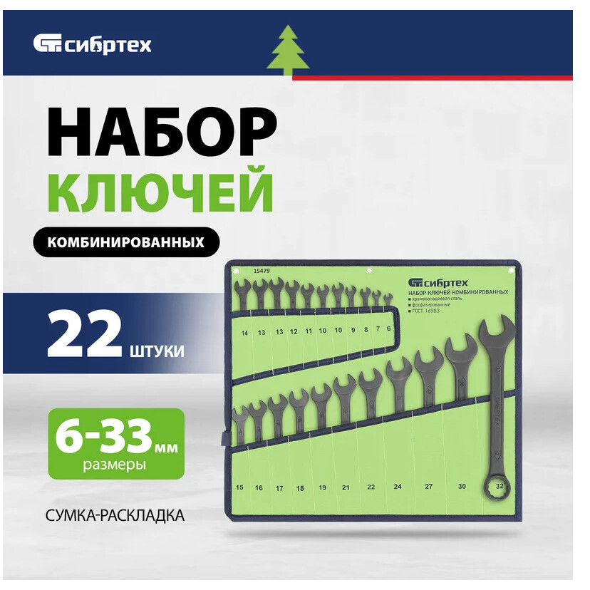 Набор комбинированных ключей Сибртех 15479 - фото 8