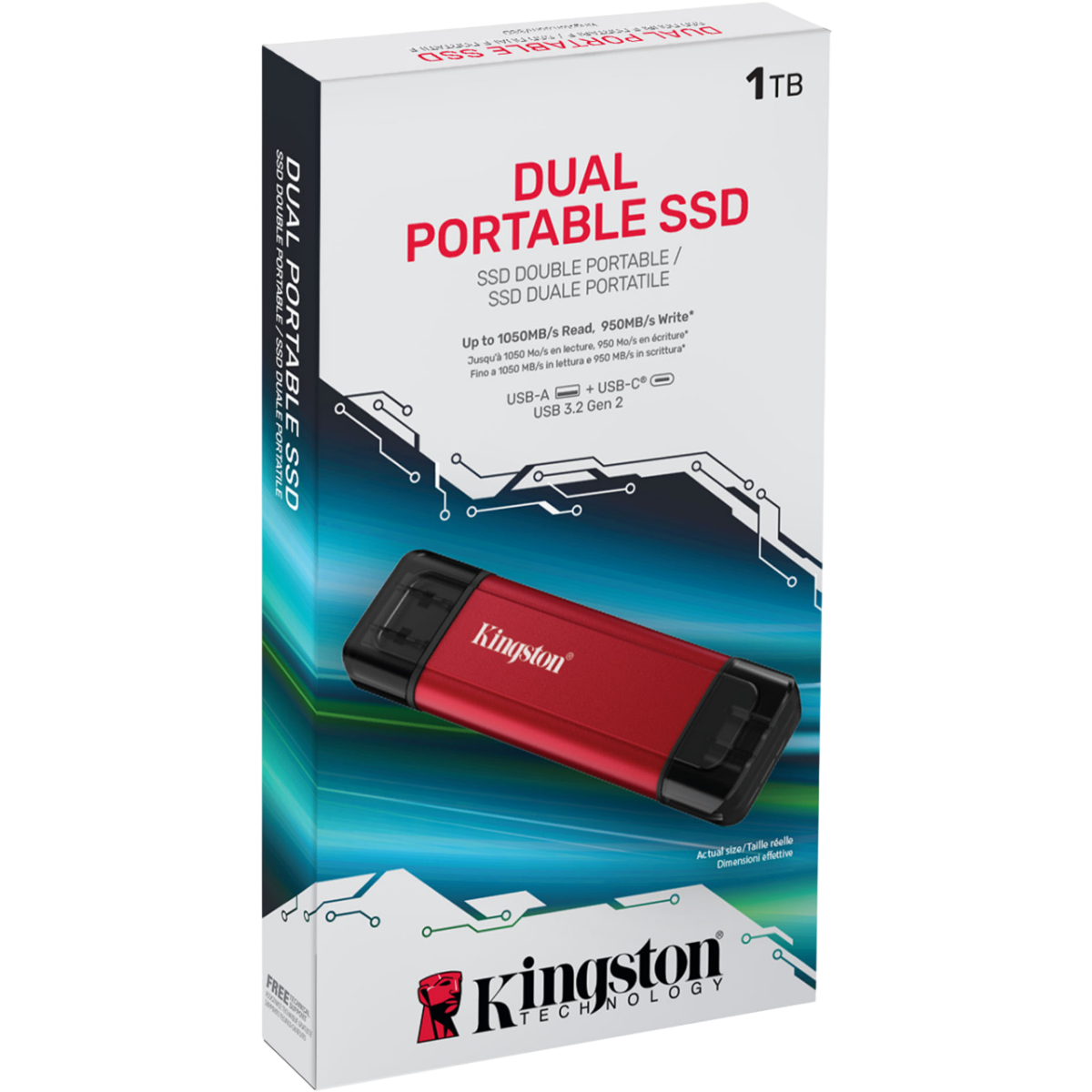 Внешний накопитель SSD 1Tb Kingston Dual Portable (SPSD/1TB) - фото 4