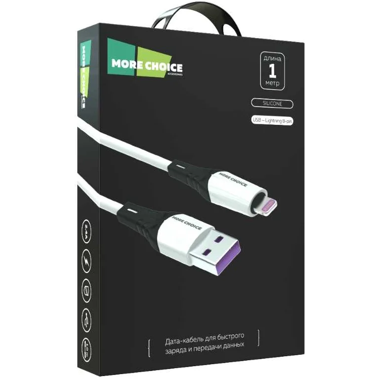 Кабель USB - Lightning, 1м, More Choice K35i White - фото 5