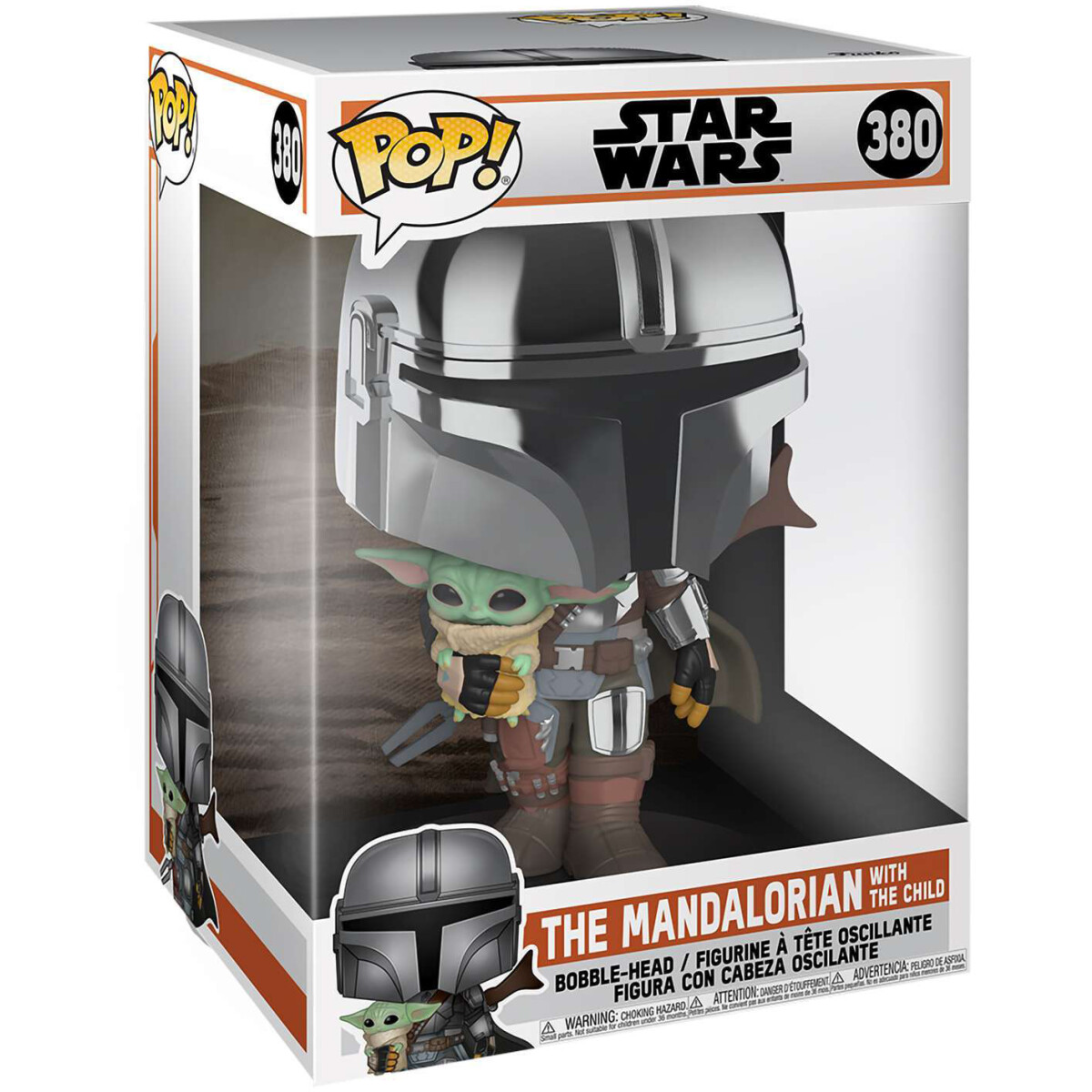 Фигурка Funko POP! Bobble Star Wars Mandalorian Mandalorian with Child Chrome - 49931 - фото 2