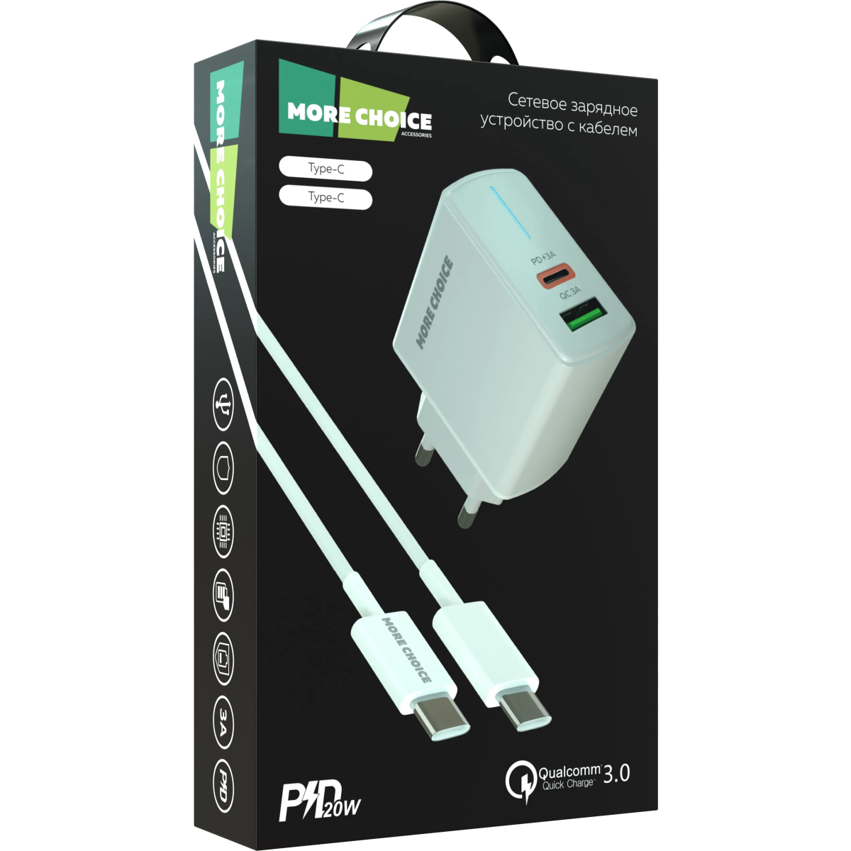 Сетевое зарядное устройство More Choice NC61a White - фото 3