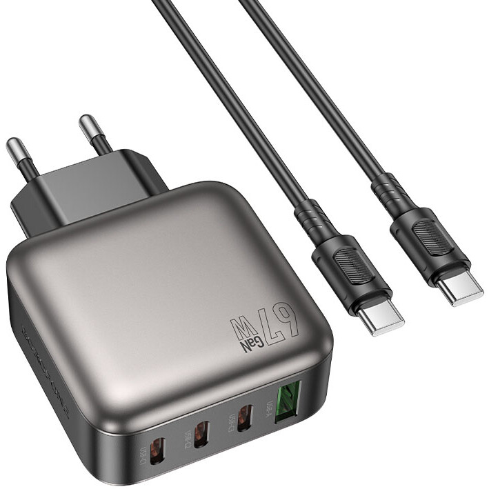 Сетевое зарядное устройство Borofone BAS57A + Type-C Cable Black