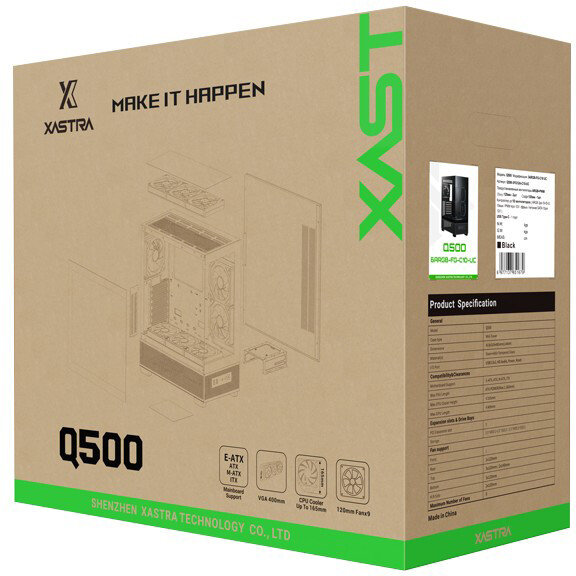 Корпус XASTRA Q500 6ARGB-FG-C10-UC Black - Q500-6FG12A-C10-UC - фото 12