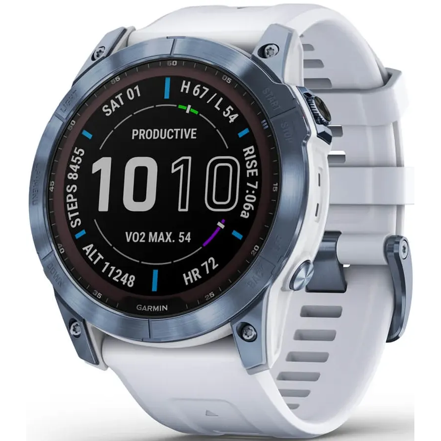 Умные часы Garmin Fenix 7X Sapphire Solar 51mm Titan Blue/White