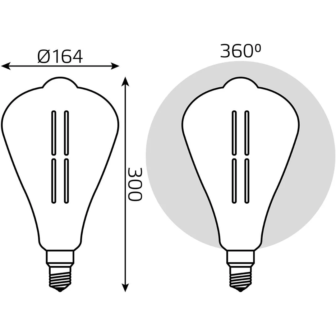 Филаментная лампочка Gauss Vintage Filament Straight ST164 (6 Вт, E27) - 157802205 - фото 3