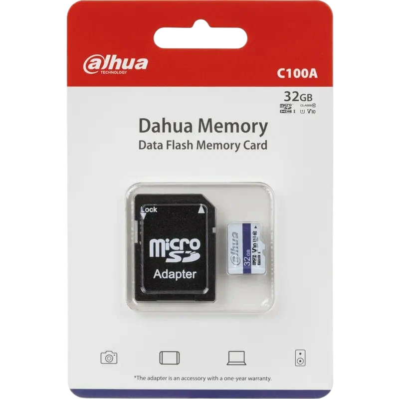 Карта памяти 32Gb MicroSD Dahua C100A + SD адаптер (DHI-TF-C100A-32GB) - фото 5