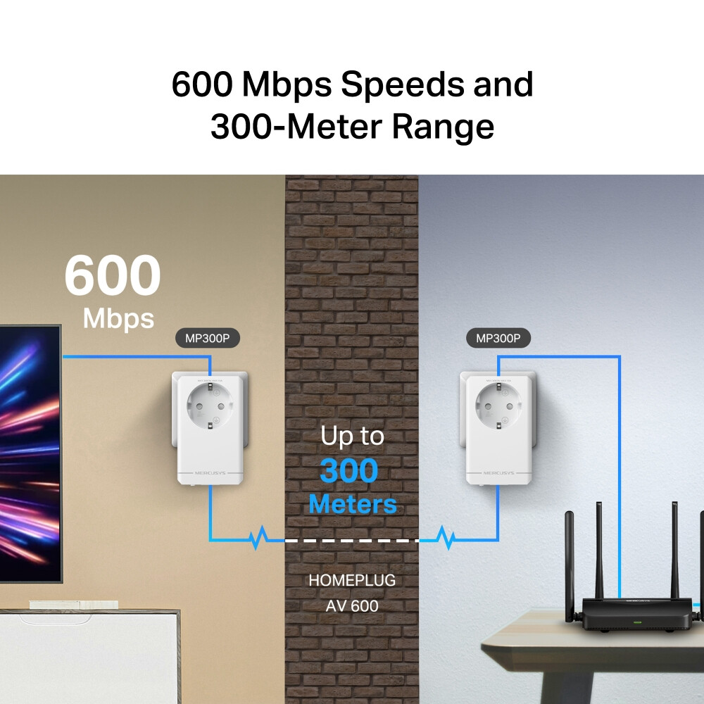 Powerline-адаптер Mercusys MP300P KIT - фото 7
