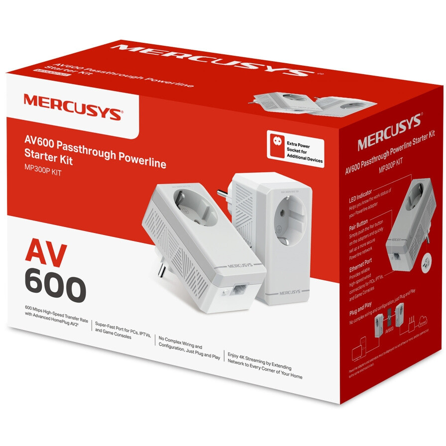 Powerline-адаптер Mercusys MP300P KIT - фото 6
