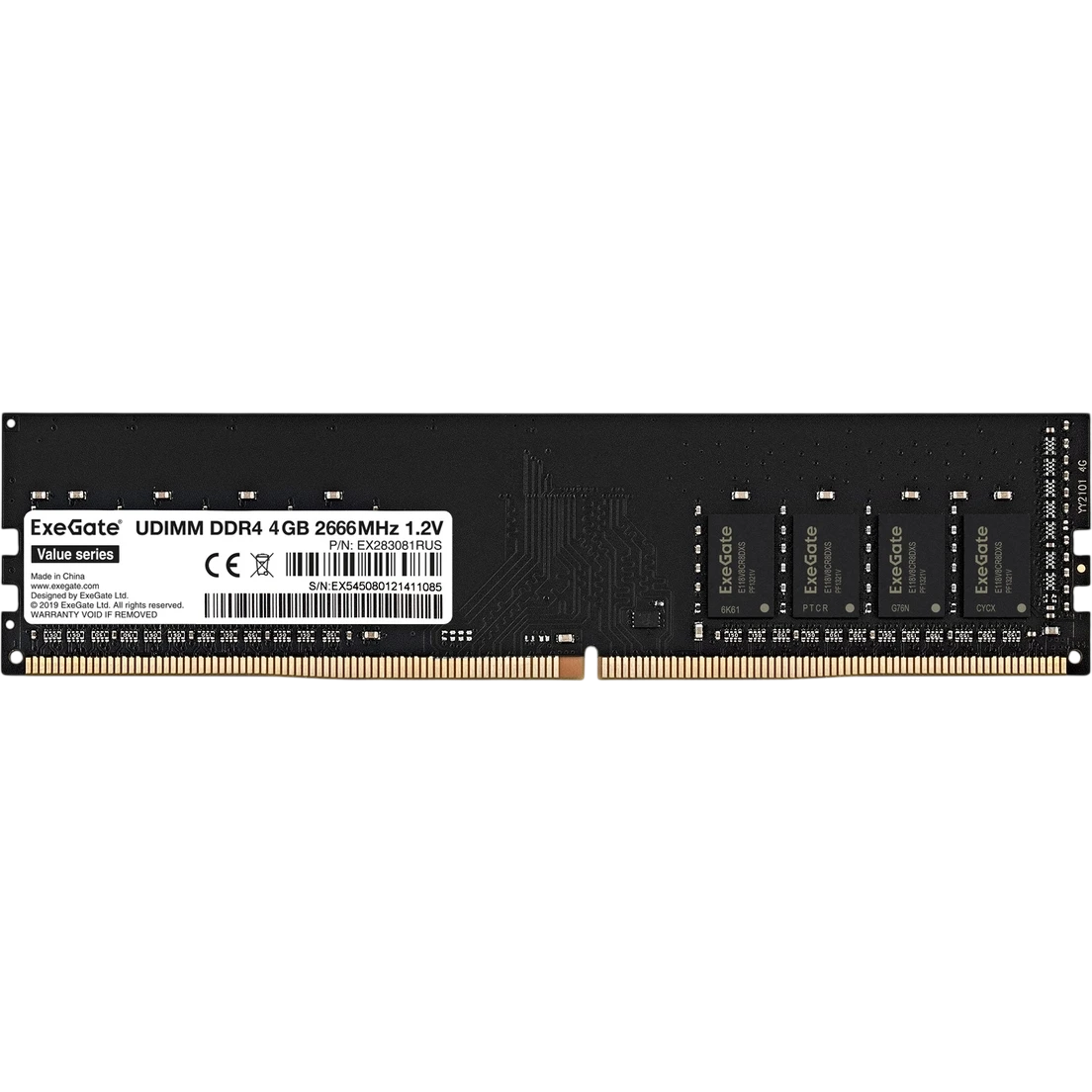 Оперативная память 4Gb DDR4 2666MHz ExeGate Value (EX283081RUS)