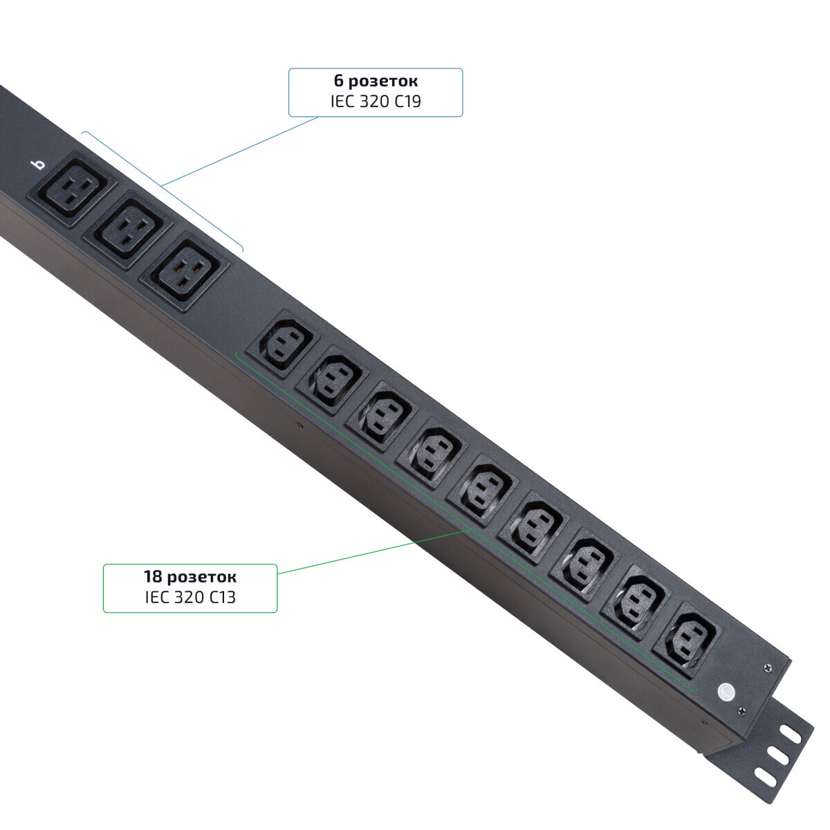 Блок розеток Cabeus SMART-PDU-32-1P-18C13-6C19-I309-M - фото 4
