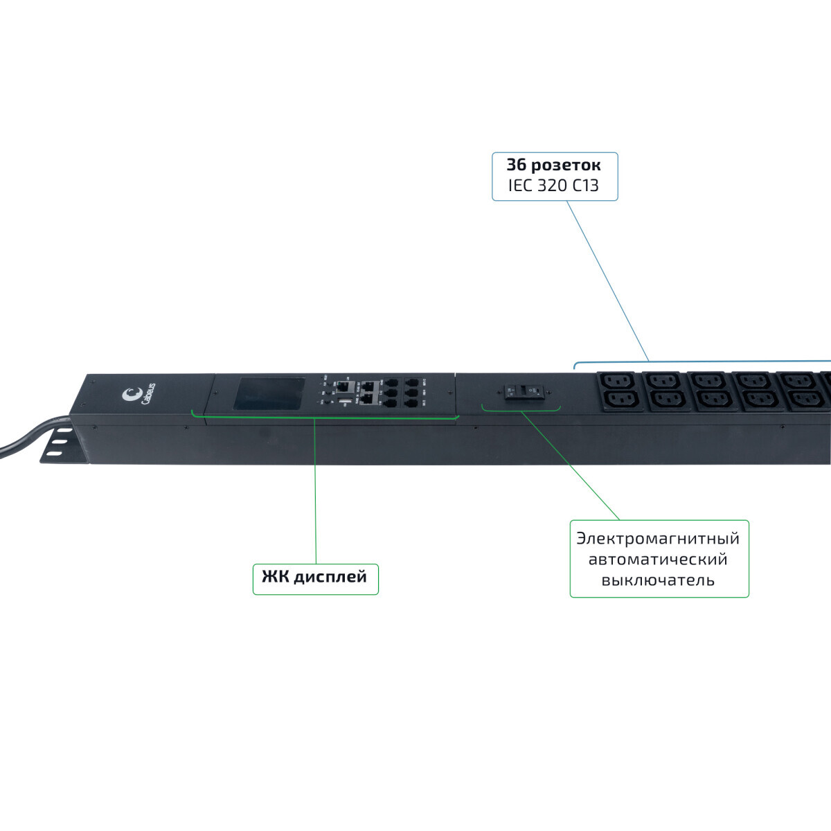 Блок розеток Cabeus SMART-PDU-32-1P-36C13-6C19-I309-M - фото 2
