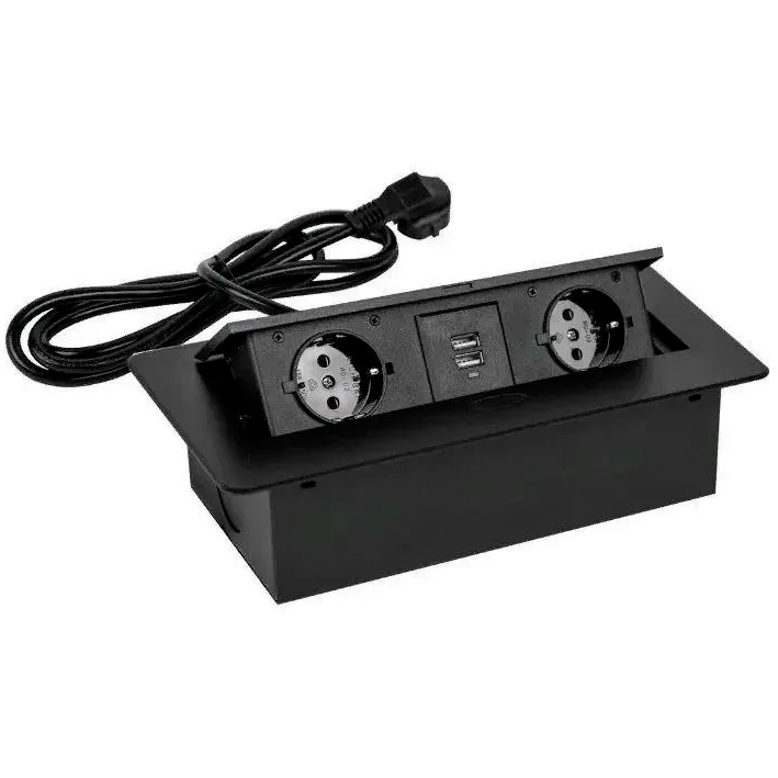 Сетевой разветвитель PREMIER 2R USB Horizontal Black, 1.8м