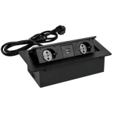 Сетевой разветвитель PREMIER 2R USB Horizontal Black, 1.8м (PX/BL-HOR-2R-2USB-BLK)