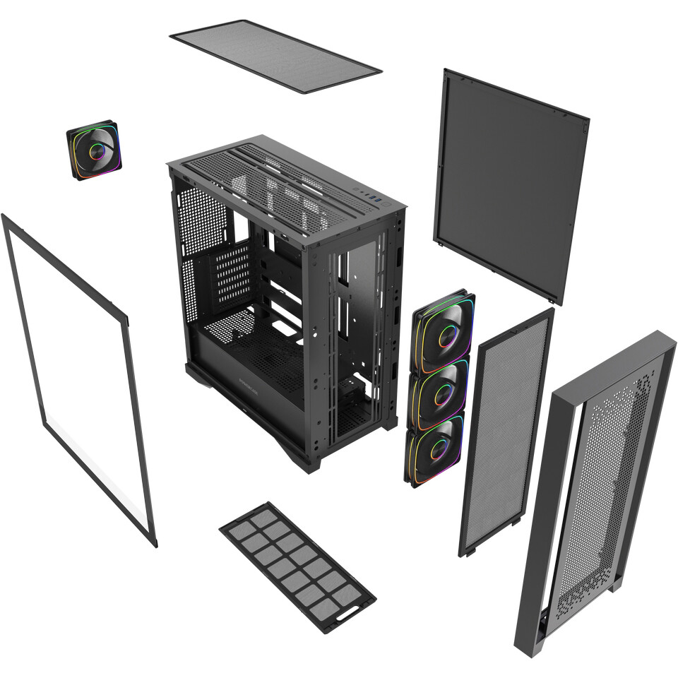 Корпус Powercase ByteFlow Pro ARGB Black - CH9GPB-A4 - фото 8