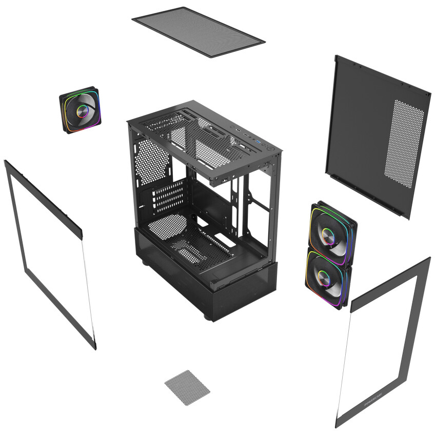 Корпус Powercase Vision Micro M2 ARGB Black - CVMBM2-A3 - фото 7