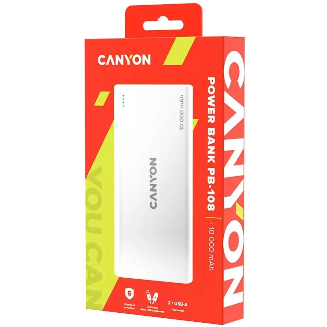 Внешний аккумулятор Canyon CNE-CPB1008W White - фото 3