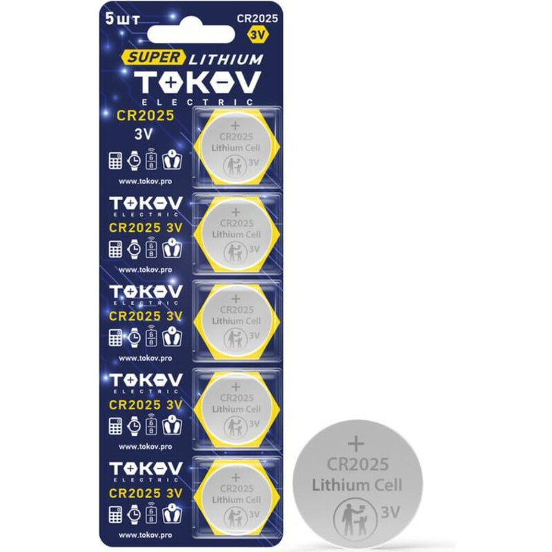 Батарейка TOKOV ELECTRIC TKE-LI-CR2025/B5 (CR2025, 5 шт.)