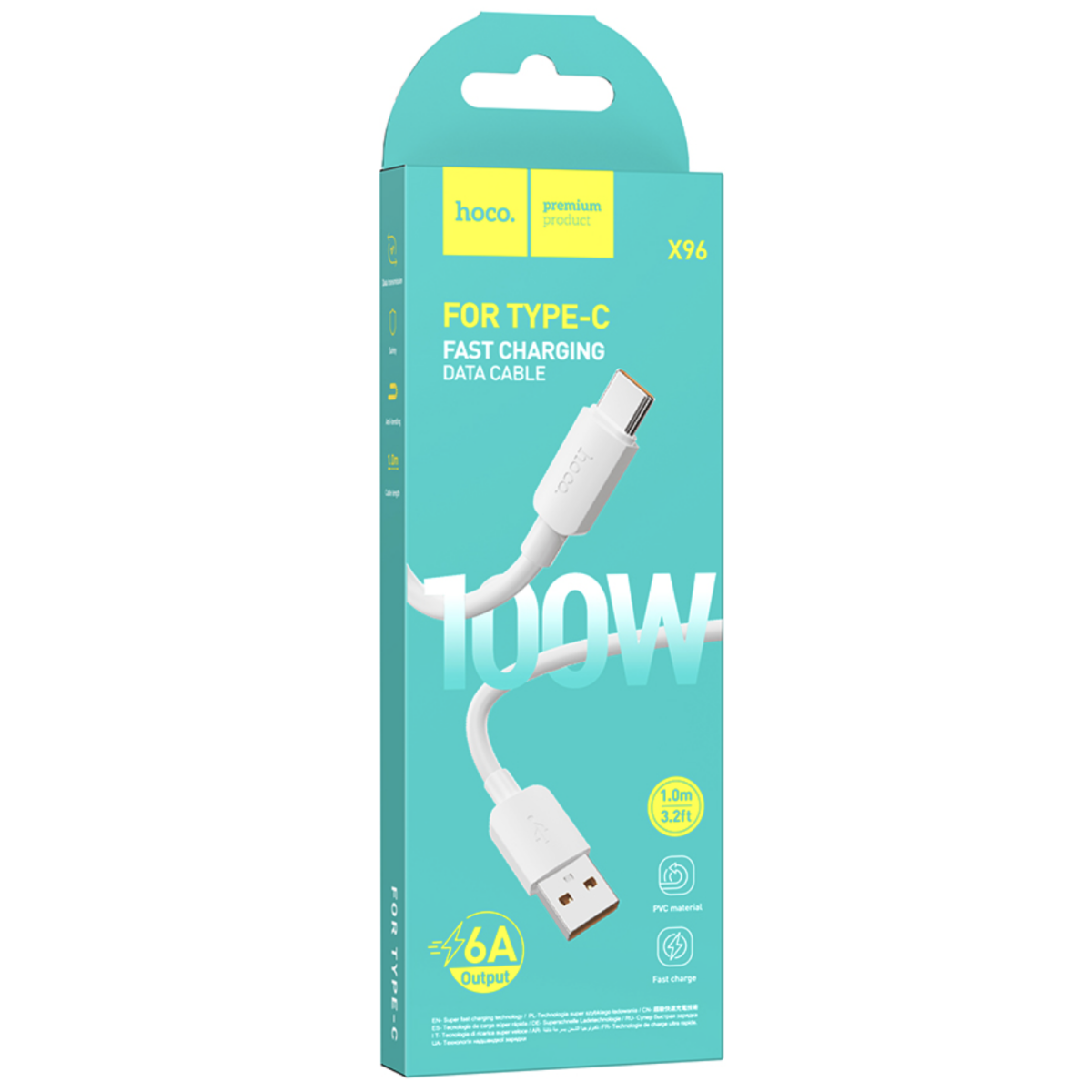 Кабель USB - USB Type-C, 1м, HOCO X96 Hyper 100W White - 6931474799111 - фото 4