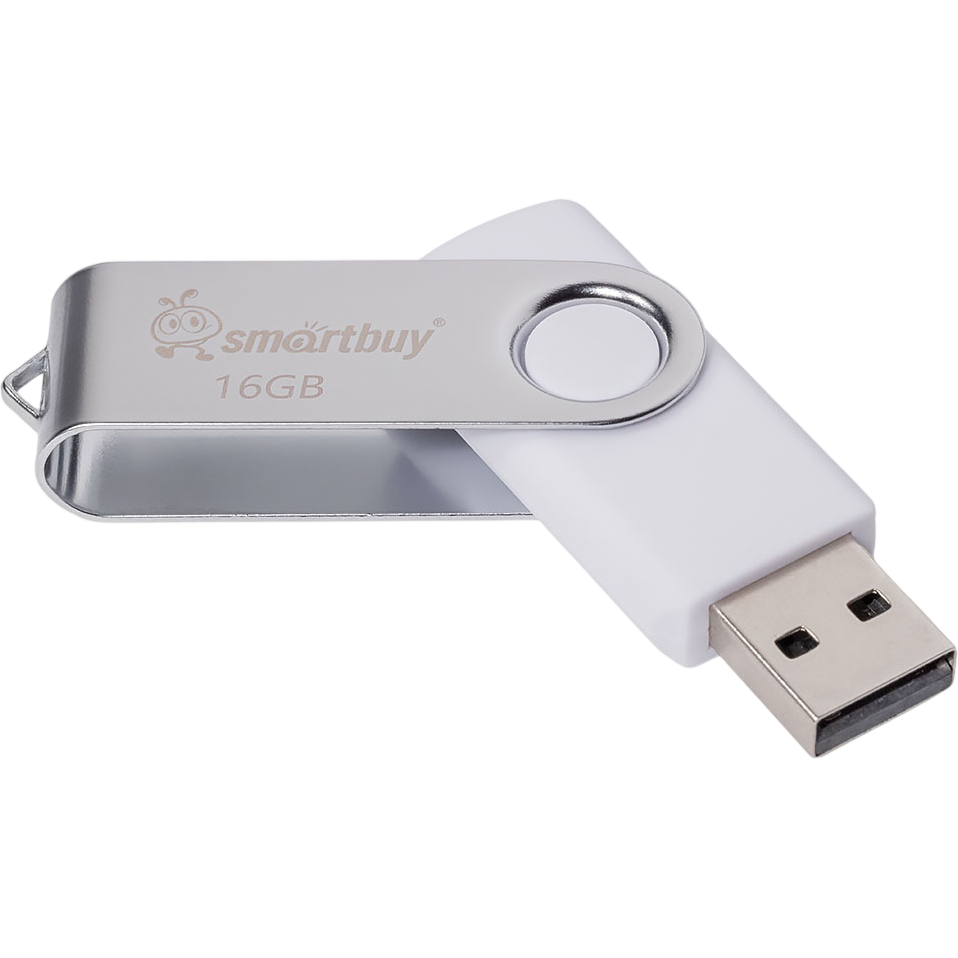 USB Flash накопитель 16GB SmartBuy Twist White/Silver (SB016GB2TWW)