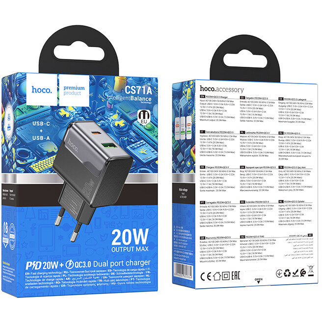 Сетевое зарядное устройство HOCO CS71A Black - 6942007653664 - фото 4