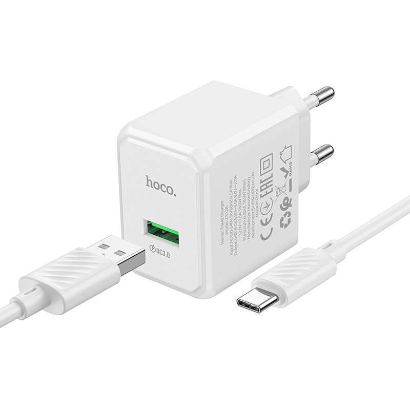 Сетевое зарядное устройство HOCO CS12A Ocean White + USB-C Cable - 6942007603737