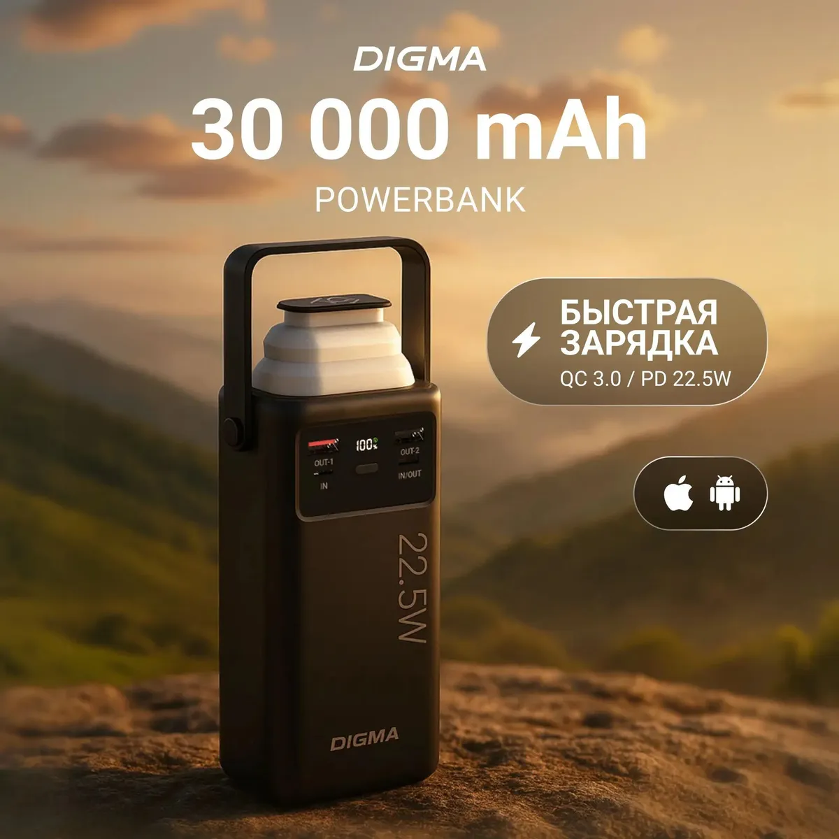 Внешний аккумулятор Digma DGPF30B Black - DGPF30B22PBK