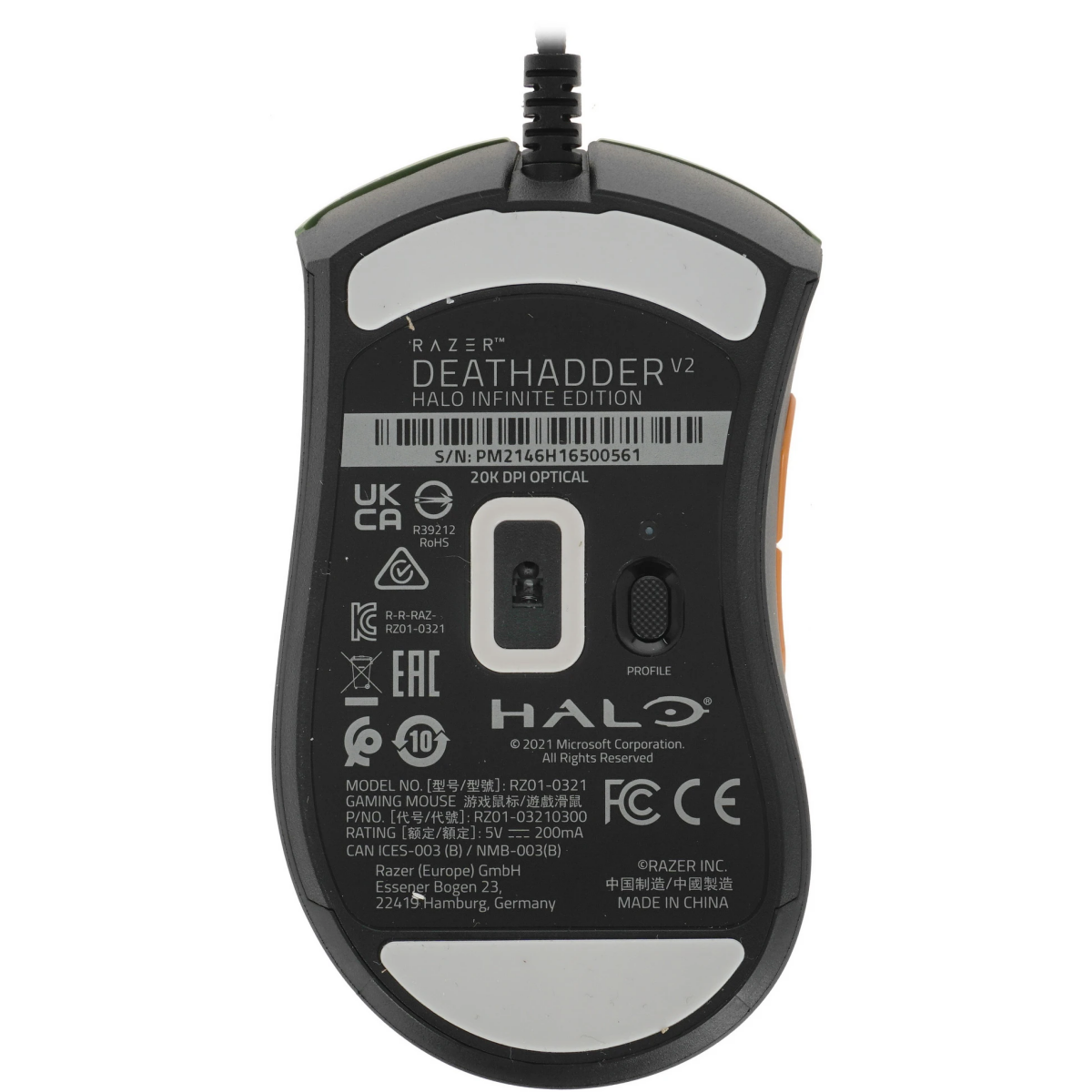 Мышь Razer DeathAdder V2 Halo Infinite - RZ01-03210300-R3M1 - фото 6