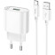 Сетевое зарядное устройство HOCO C109A Fighter White + Type-C Cable - 6931474784834