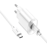 Сетевое зарядное устройство HOCO C109A Fighter White + Type-C Cable (6931474784834)