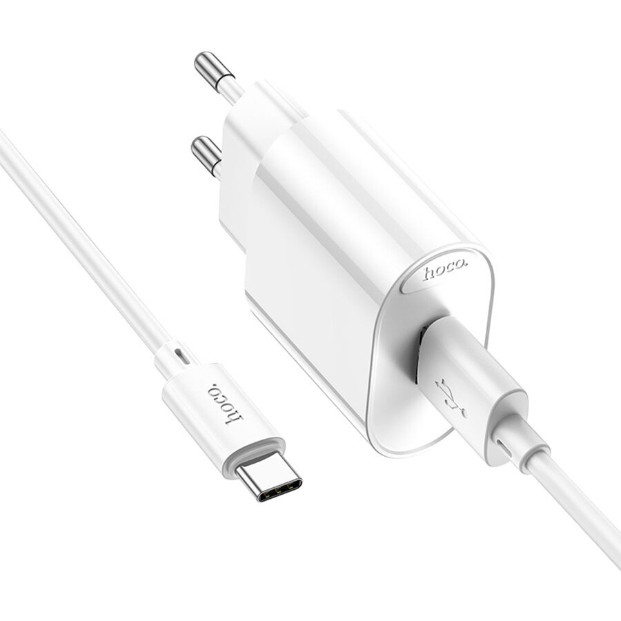 Сетевое зарядное устройство HOCO C109A Fighter White + Type-C Cable - 6931474784834 - фото 4