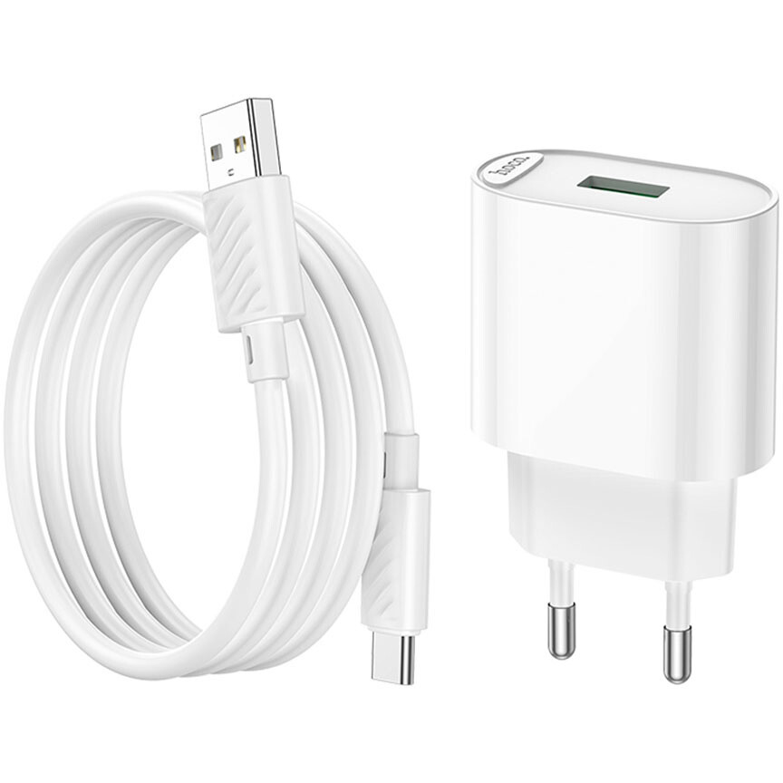 Сетевое зарядное устройство HOCO C109A Fighter White + Type-C Cable - 6931474784834 - фото 6