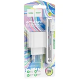 Сетевое зарядное устройство HOCO C109A Fighter White + Type-C Cable (6931474784834)