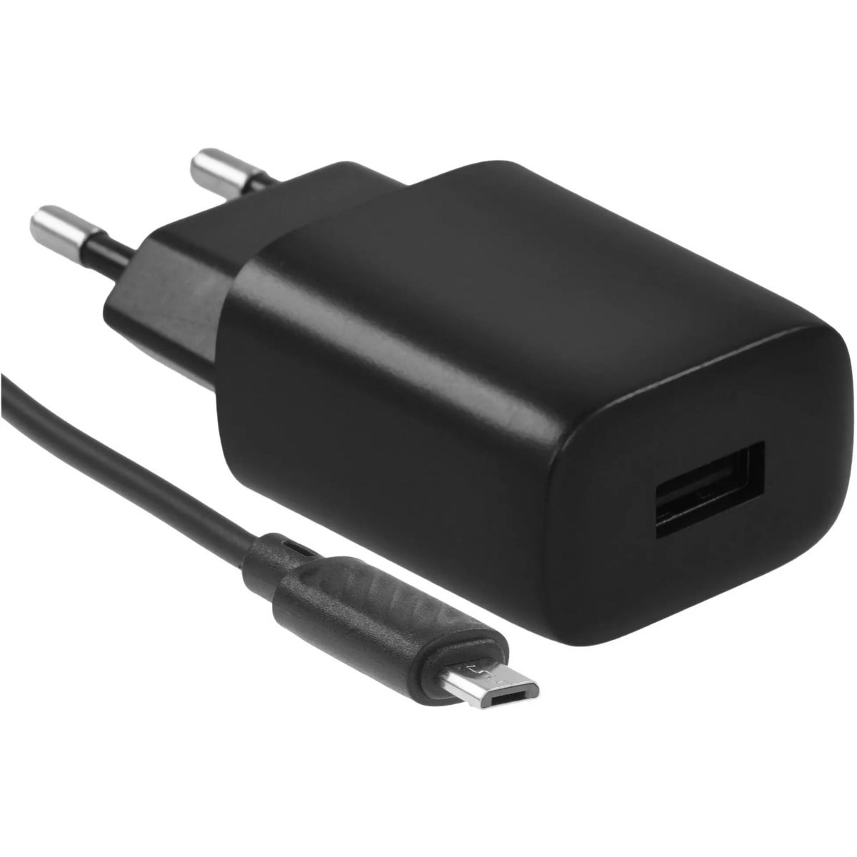 Сетевое зарядное устройство HOCO C134A Solid Black + MicroUSB Cable - 6942007621335