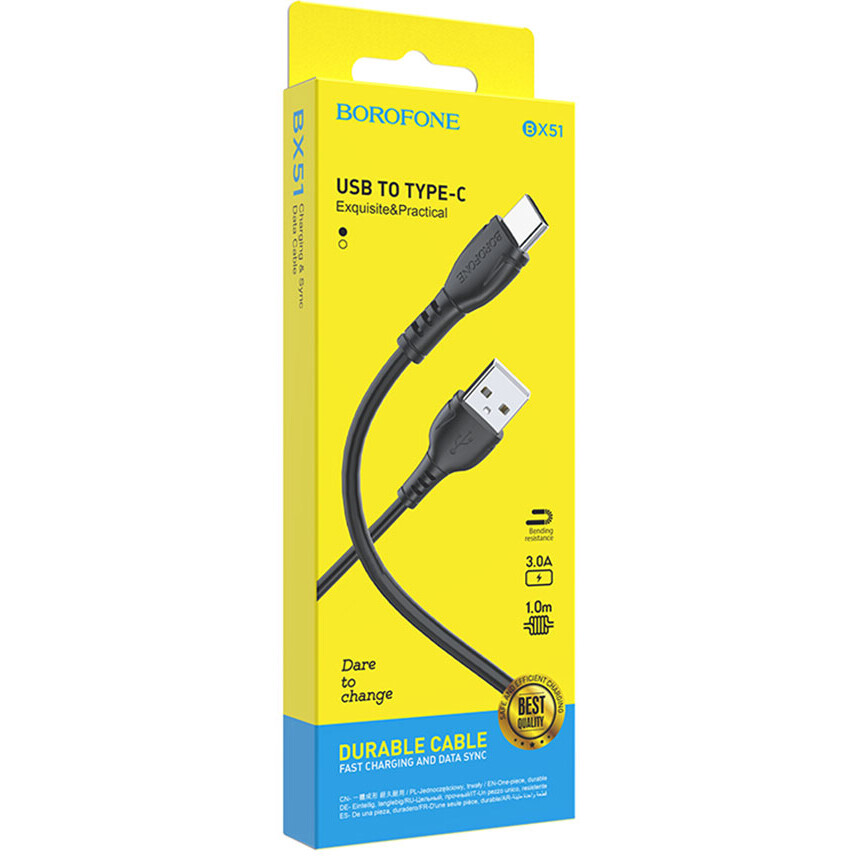 Кабель USB - USB Type-C, 1м, Borofone BX51 Black - B-43930 - фото 5