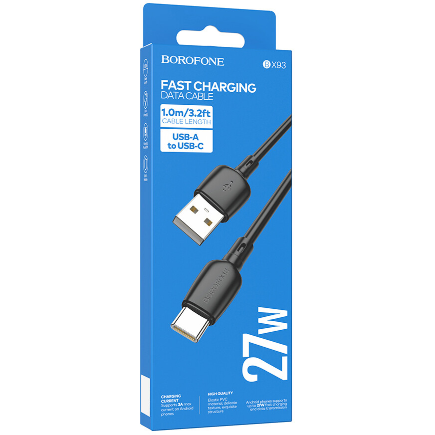 Кабель USB - USB Type-C, 1м, Borofone BX93 Black - 6941991103155 - фото 5