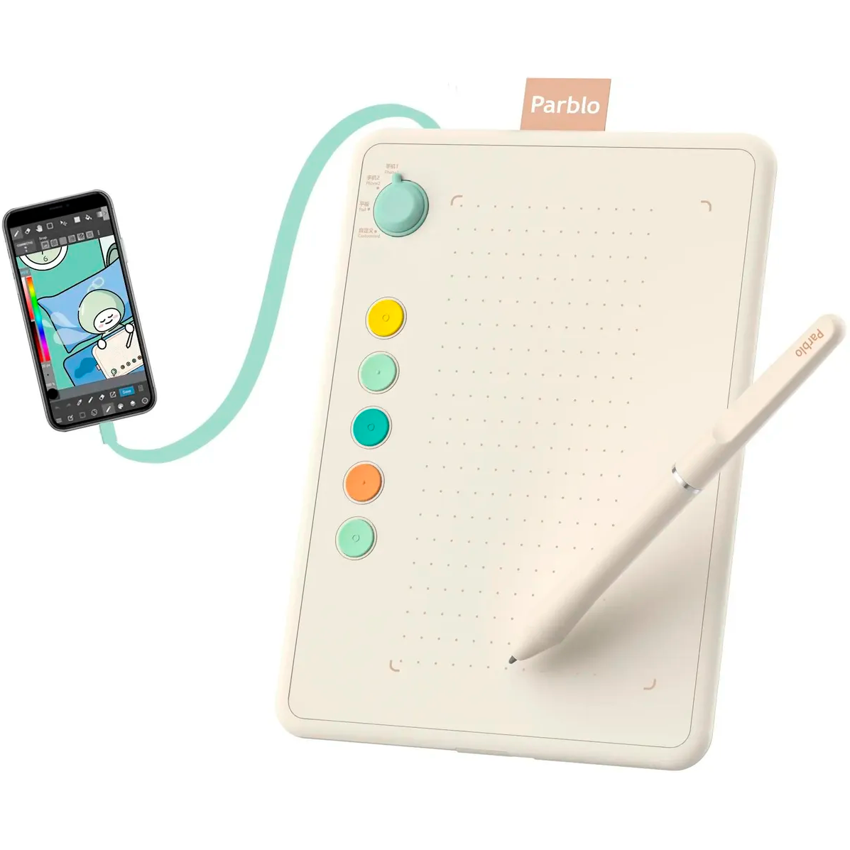 Графический планшет Parblo Ninos Q Beige - фото 2