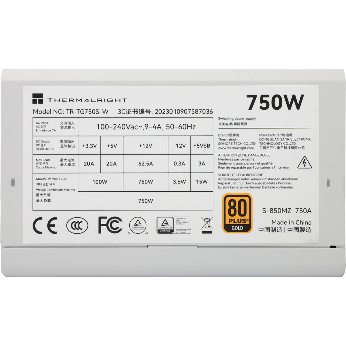 Блок питания 750W Thermalright TR-TG750S-W - фото 4
