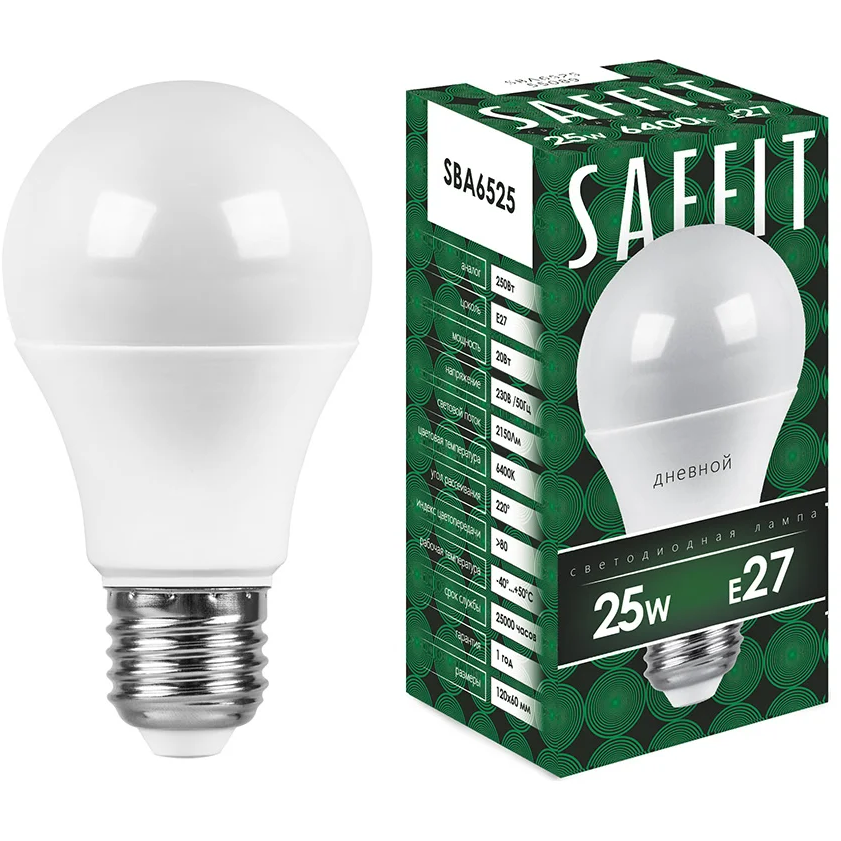Светодиодная лампочка Saffit SBA6525 6400K (25 Вт, E27) - 55089 - фото 3
