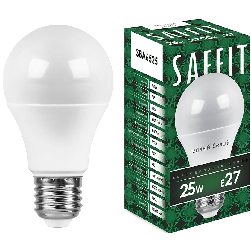 Светодиодная лампочка Saffit SBA6525 2700K (25 Вт, E27) - 55087 - фото 3